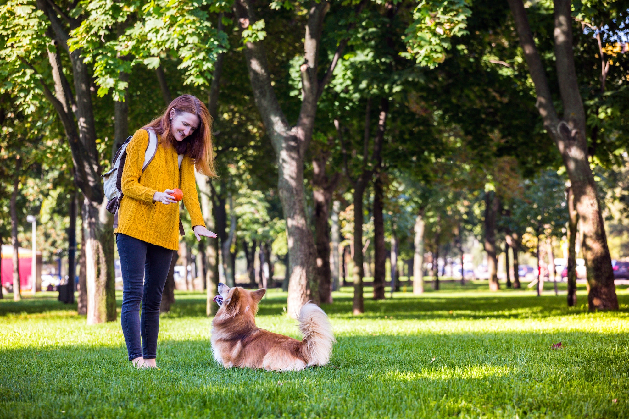 girl and dog